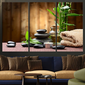 Zen Serenity Triptych Canvas Art, Pink Lotus Flower and