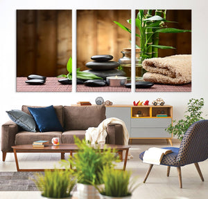 Zen Serenity Triptych Canvas Art, Pink Lotus Flower and