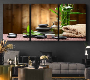 Zen Serenity Triptych Canvas Art, Pink Lotus Flower and
