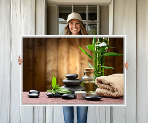 Zen Serenity Triptych Canvas Art, Pink Lotus Flower and