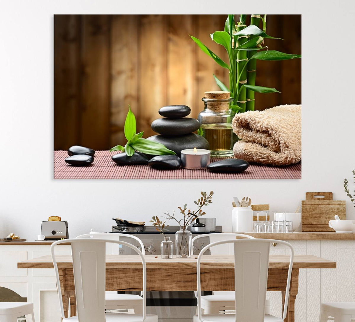 Zen Serenity Triptych Canvas Art, Pink Lotus Flower and