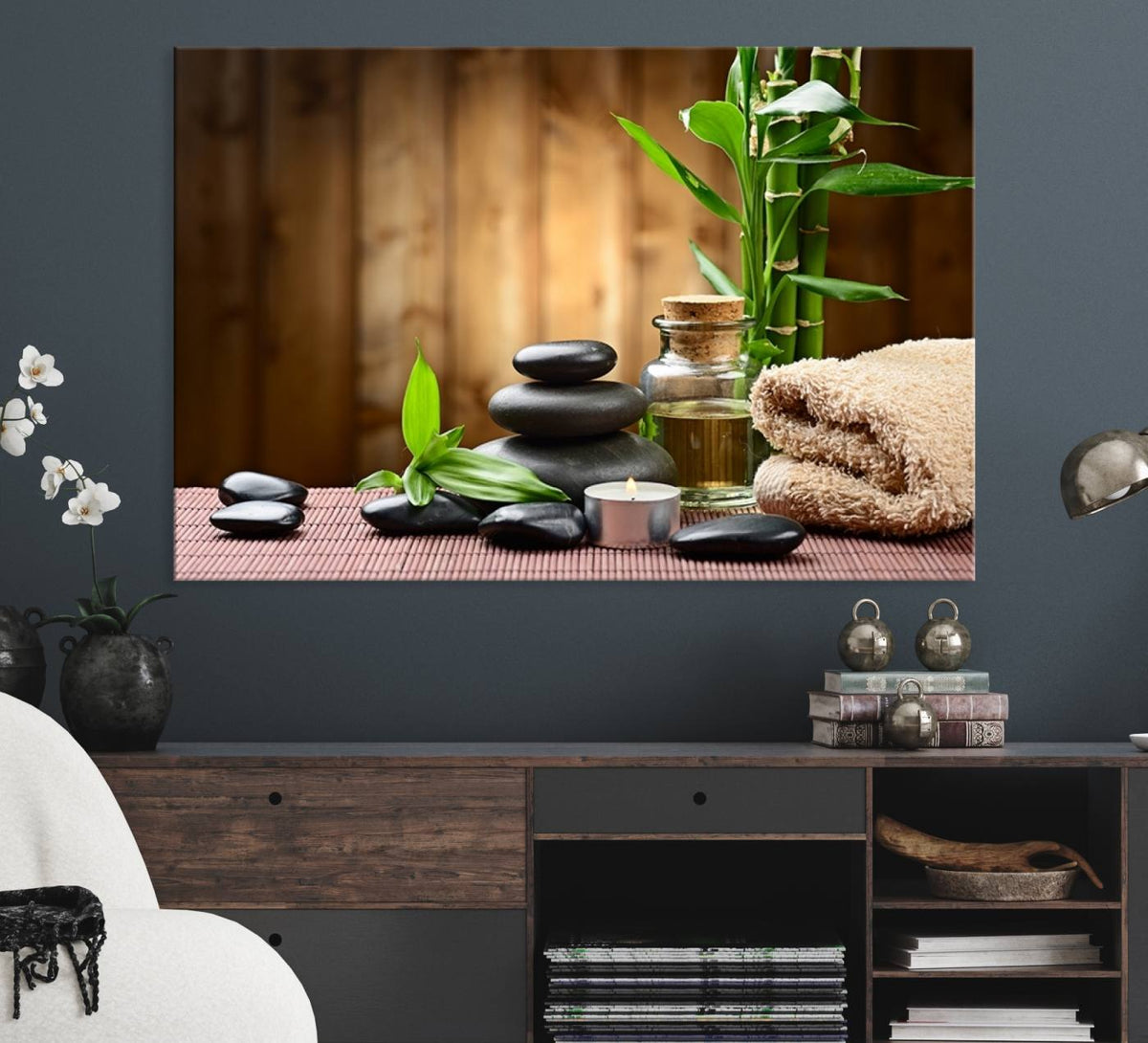 Zen Serenity Triptych Canvas Art, Pink Lotus Flower and