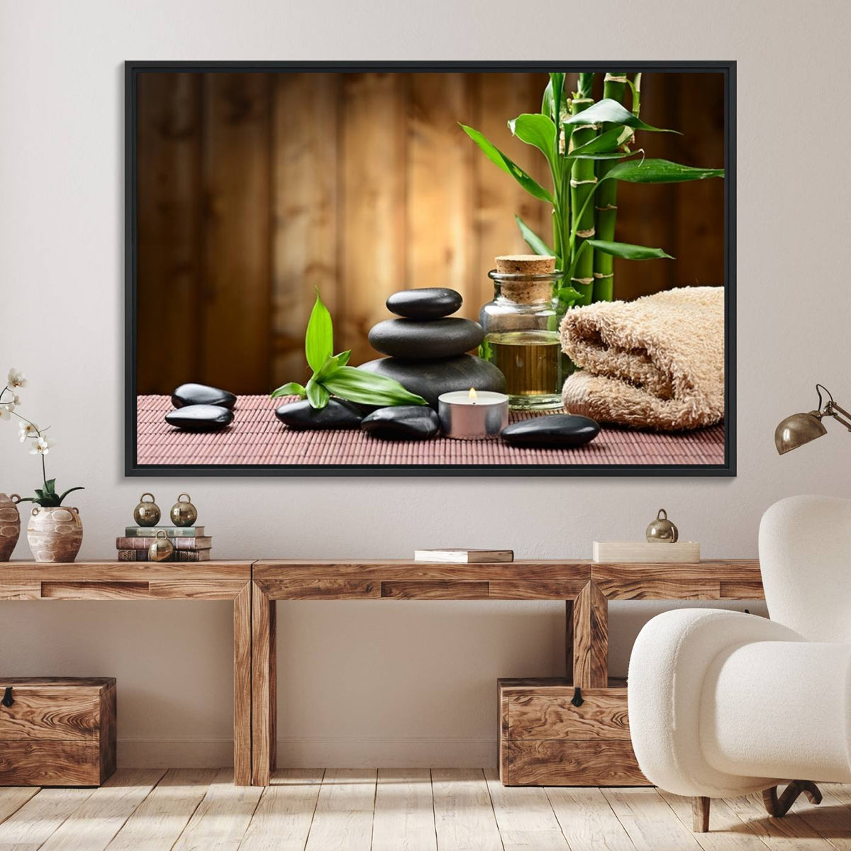Zen Serenity Triptych Canvas Art, Pink Lotus Flower and