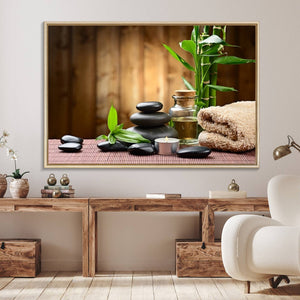 Zen Serenity Triptych Canvas Art, Pink Lotus Flower and