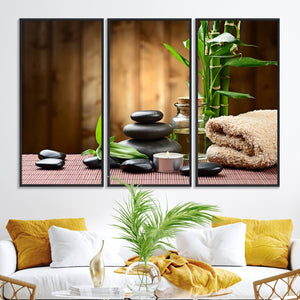 Zen Serenity Triptych Canvas Art, Pink Lotus Flower and
