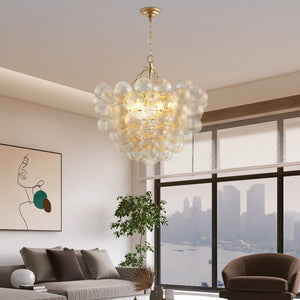 23.6-Inch Gold Pendant Light Chandelier with Threaded Clear Glass Globe Shade