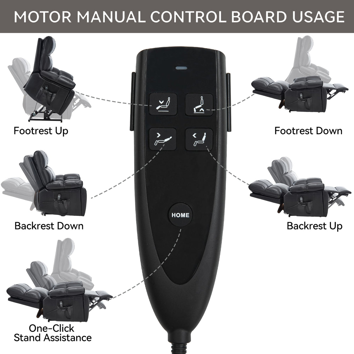 Black Leatheraire Heat Massage Recliner with Lumbar Heat - Black
