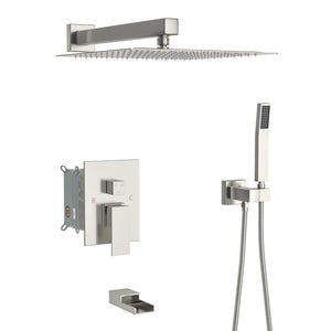 10-Inch Wall Mounted Square Shower System with Rough In Valve - Black or Gray