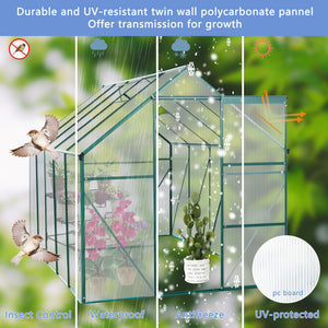 Polycarbonate house Raised Base And Anchor Aluminum Heavy Duty Walk-In houses For Outdoor Backyard In All Season