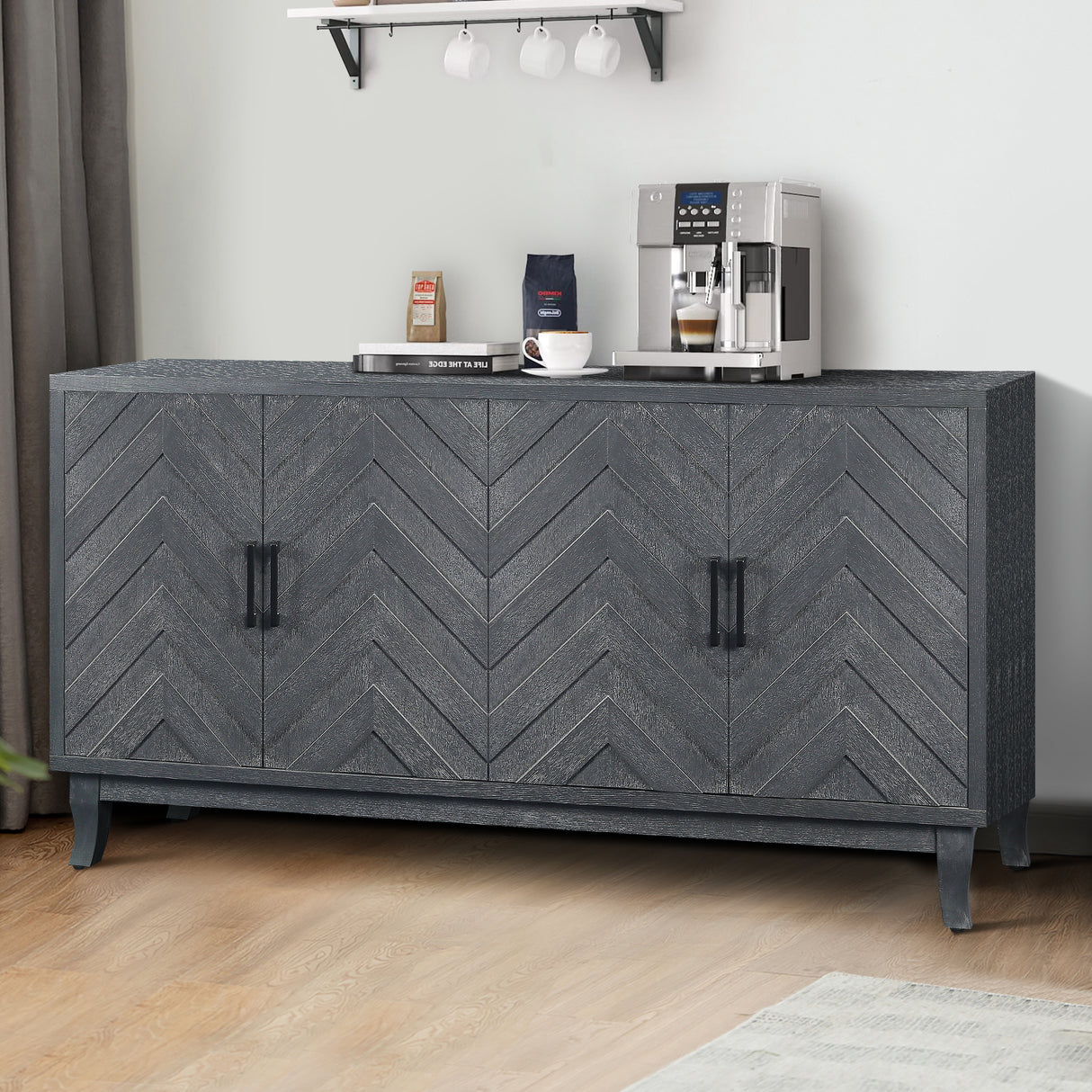 Stronger vintage style buffet cabinet, taupe grey