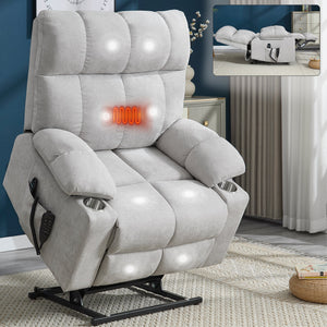Beige Dual Motor Infinite Position Power Lift Recliner Chair