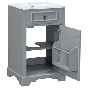 Elegant Bathroom Vanity With Ceramic Sink, Soft Close Door, Adjustable Shelf