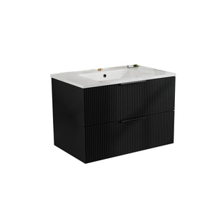 Modern Wall Mounted Floating Bathroom Vanity with Sink and Drawers