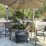 The Celestial Steel Fire Pit-32"  Wood Burning Firepit with Screen