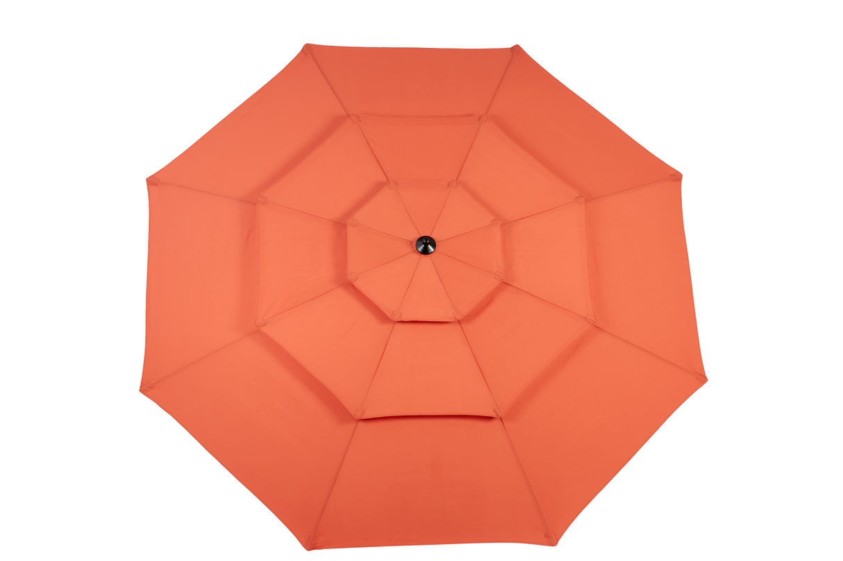 Aluminium 10ft 3-Tier Auto-Tilt Outdoor Patio Umbrella - Orange