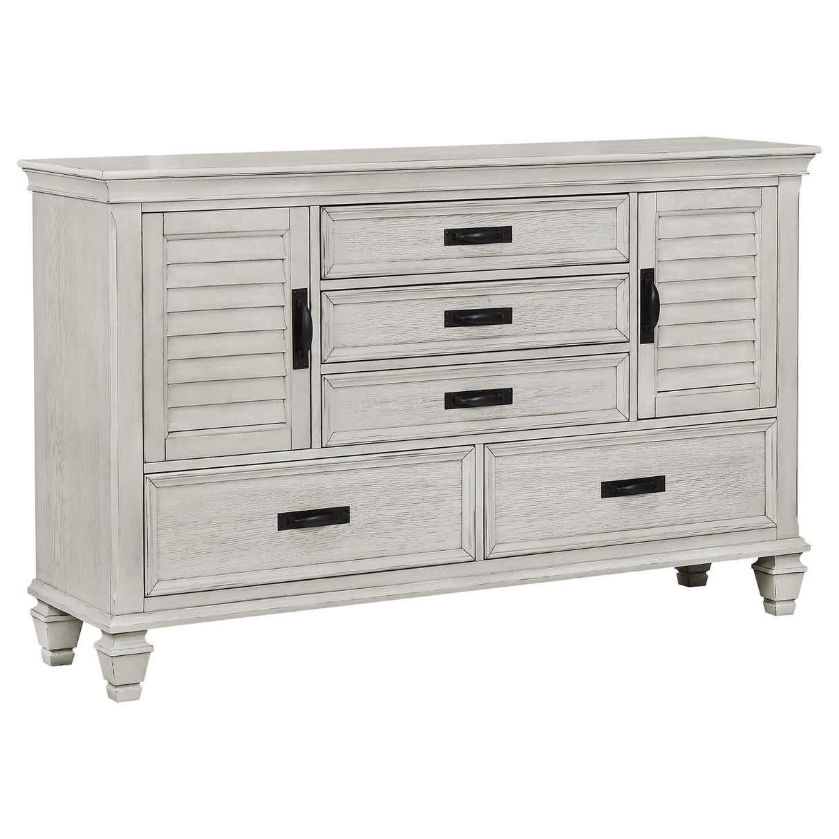 Franco 5-piece Queen Bedroom Set Distressed White