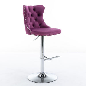 Swivel Barstools Adjusatble Seat Height From 25-33", Modern Upholstered Base Bar Stools With Backs Comfortable Tufted For Home Pub And Kitchen Island (Set of 2)