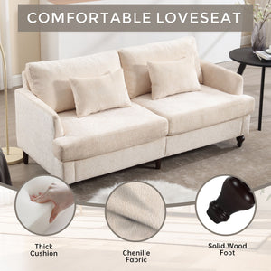 Mid Century Modern Fabric Loveseat Sofa, 2 Seat Upholstered Couch