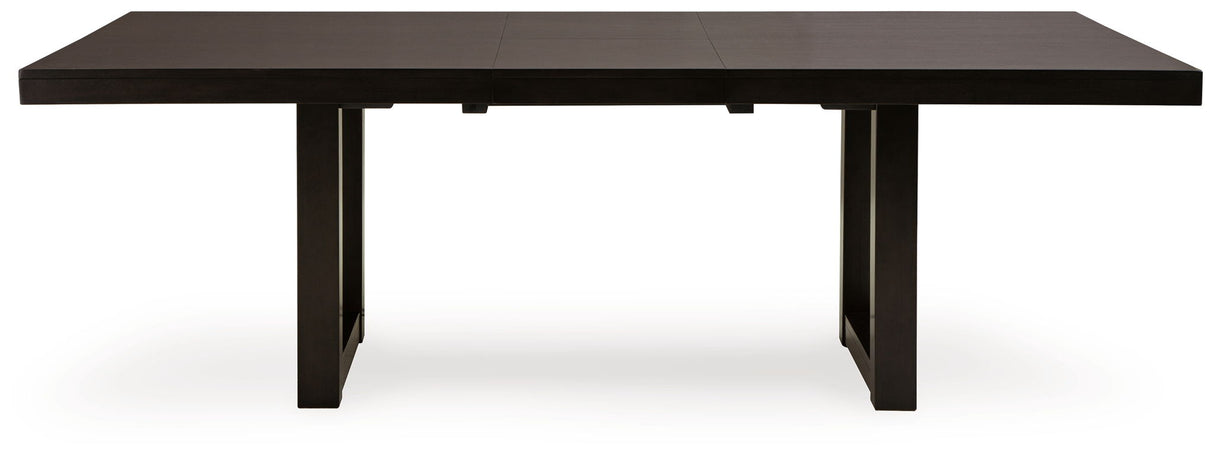 Neymorton - 7 Pc. - Rectangular Extension Table, 6 Side Chairs - Dark Grayish Brown