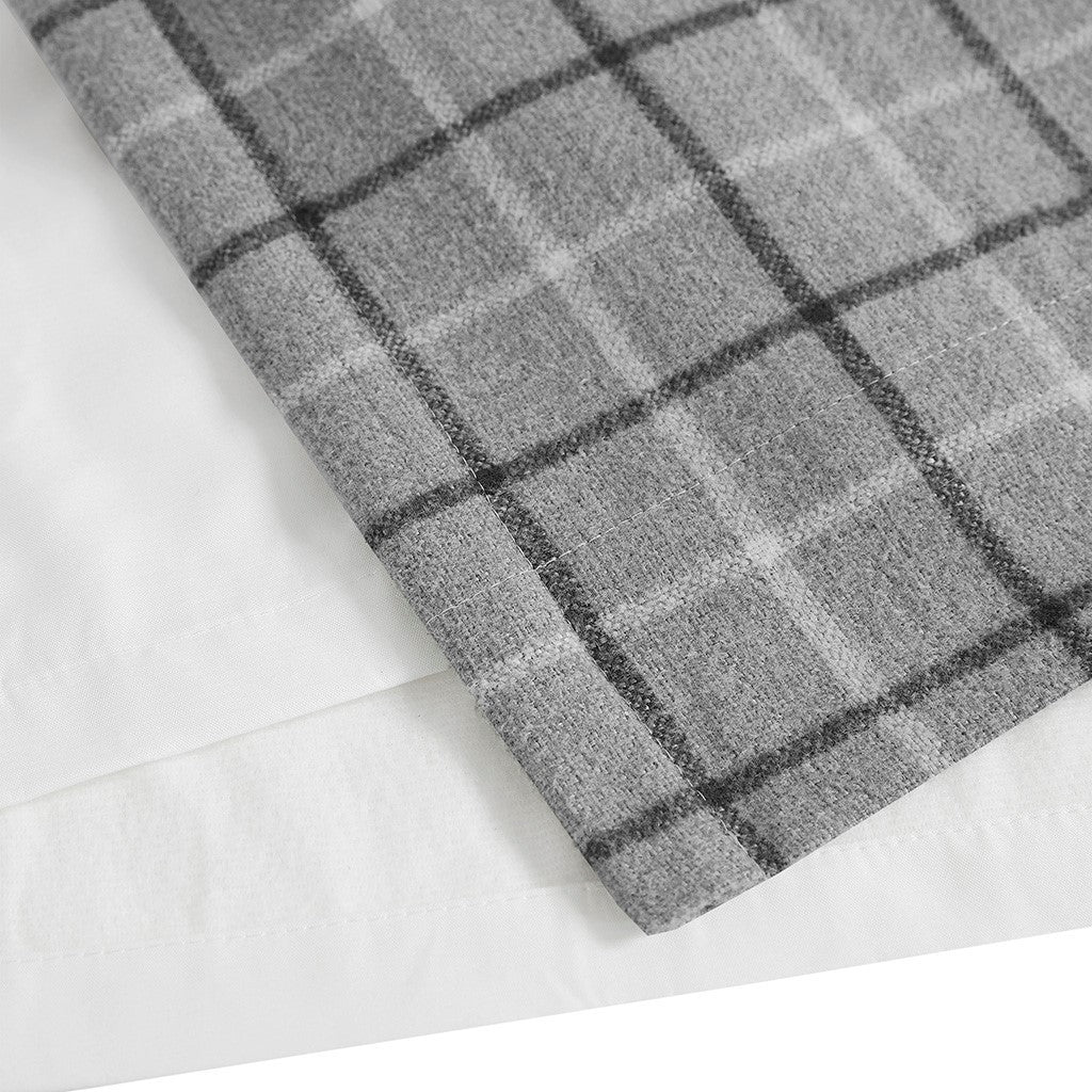 Plaid rod pocket and back tab curtain panel with fleece lining
