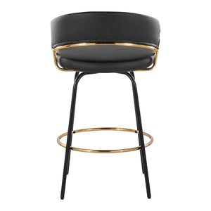 Jie - Fixed Height Contemporary Counter Stool With Swivel Round Footrest (Set of 2)