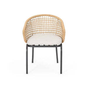 Outdoor Wicker Chair With Powder Coated Iron Legs