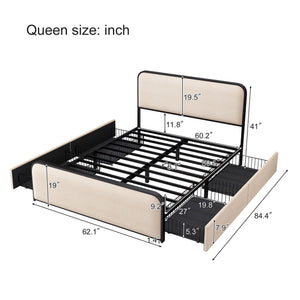 Modern Bed with Curved Upholstered Headboard and Footboard