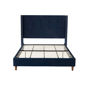 Peyton Upholstered Queen Bed with Blue Velvet