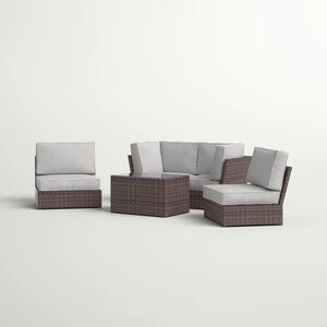 Comfortable Modern Patio Rattan Sectional Set With Cushions