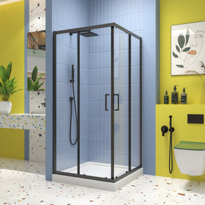 Sliding Shower Door with 1/4" Tempered Clear Glass, 34.625 in. x 72 in.