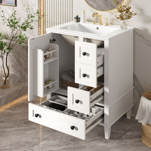 Bathroom Vanity with Integrated Basin and Soft Close Drawers - Multiple Colors