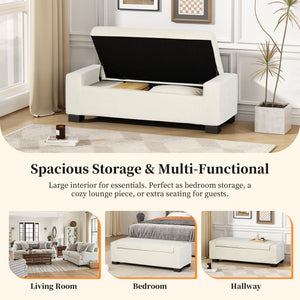 Textured Fabric Ottoman Bench With Hinged Lid