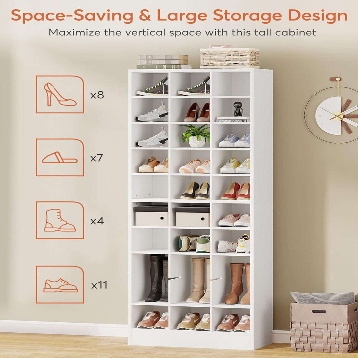10 Tier Shoe Storage Cabinet With 30 Cubbies