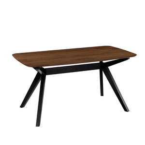 7-Pieces Upholstered Dining Set With Rubberwood Frame, Light Beige + Walnut + Black