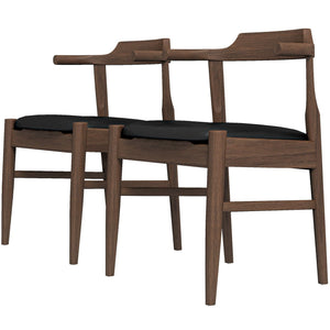 Mid-Century Modern Dining Chair Set of 2 with Solid Wood Frame - Dark Gray or Black