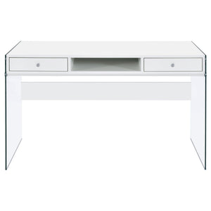 Dobrev 48-inch 2-drawer Writing Desk White High Gloss