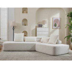 128" Minimalist Cloud Sectional Couch in Beige