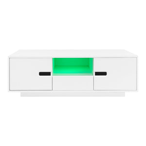 Modern High Glossy Rectangle Coffee Table with 16 Color LED Lights