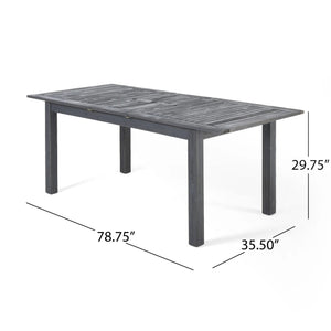 7-Piece Outdoor Dining Set with Extendable Acacia Wood Table