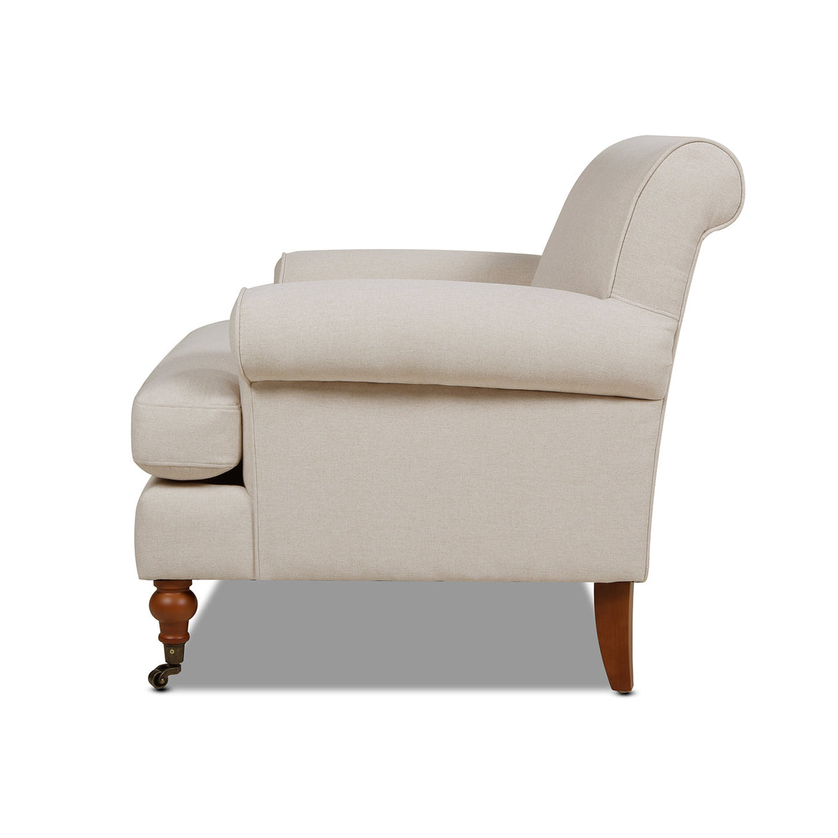 Cobaltex Upholstered Arm Chair with Metal Casters and Rolled Arms - Accent Chairs