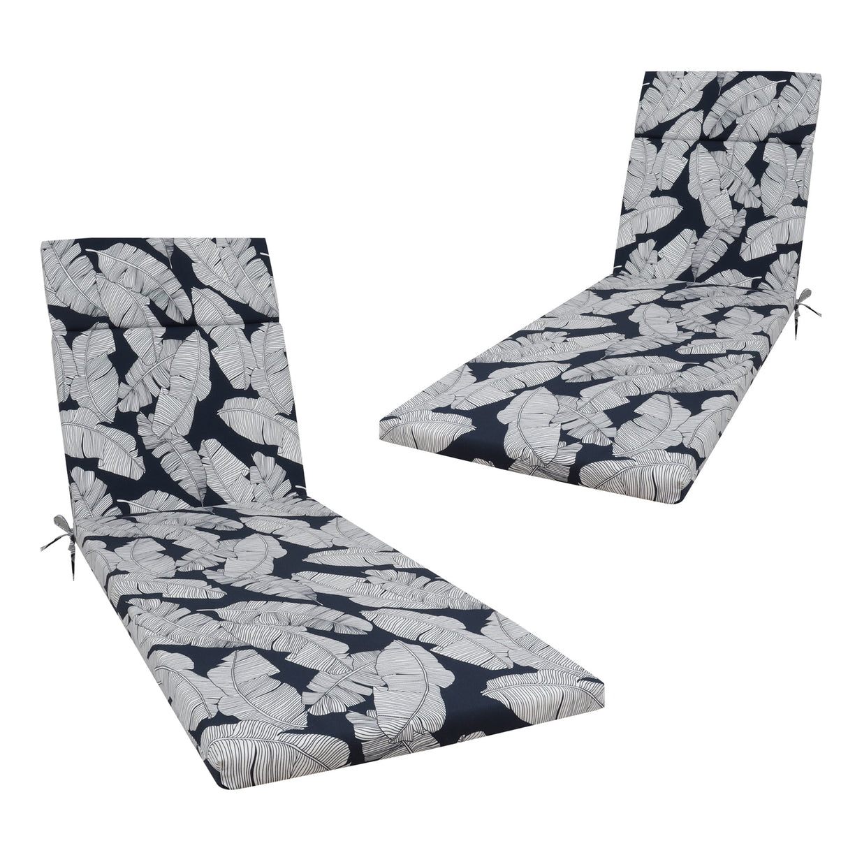2-Piece Indoor/Outdoor Chaise Lounge Chair Cushion Set with Ties