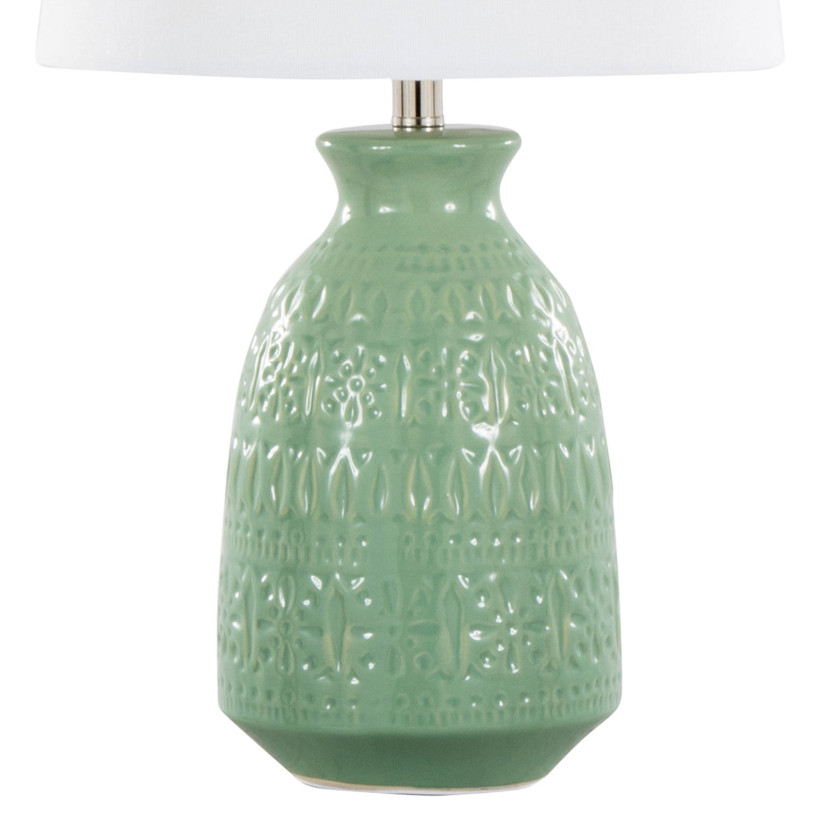Balconee 20" Ceramic Table Lamp with Vase Shaped Base and Textured Pattern, Set of 2