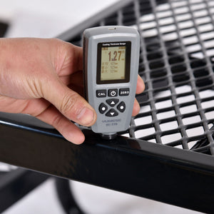 Square Outdoor Steel Picnic Table, With Umbrella Pole