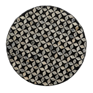 D14x20' Black Round Accent Capiz Stool, Garden Side Table