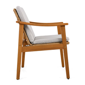 Outdoor Dining Chairs Set of 2, Teak Color Acacia Wood Frame