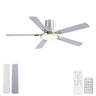 Flush Mount Ceiling Fans With LED Light And Remote Control, 5 Blades