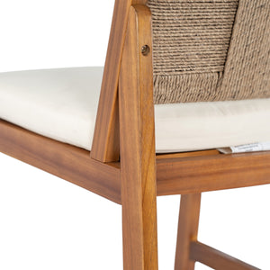 4 Pieces Natural Outdoor Bar Stool Set - Solid Acacia Wood and Woven Wicker