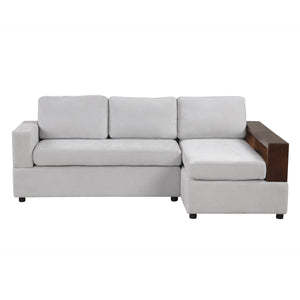 87.4' Sectional Sofa with Reversible Armrests Gray Chenille Upholstery
