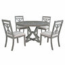 Dining Set With Extendable Round Table And 4 Upholstered Chairs