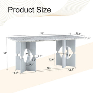 Modern Dining Table With Sleek Hollow-Out Frame And Accents